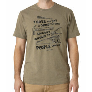 Life Is Good Crusher Tee Mens Large Olive Green Tools Hard Worker Optimistic